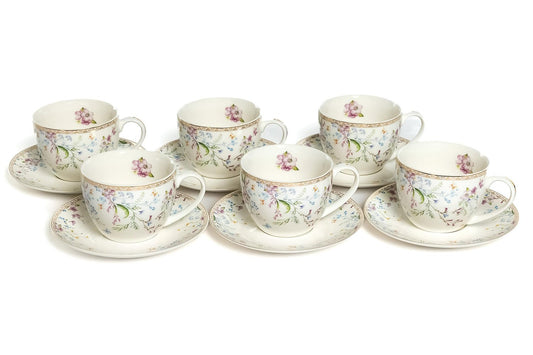 Tea set, 6 persons, 12 items, porcelain