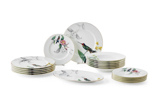 Dining set "Hummingbird", 6 persons, 19 items, porcelain