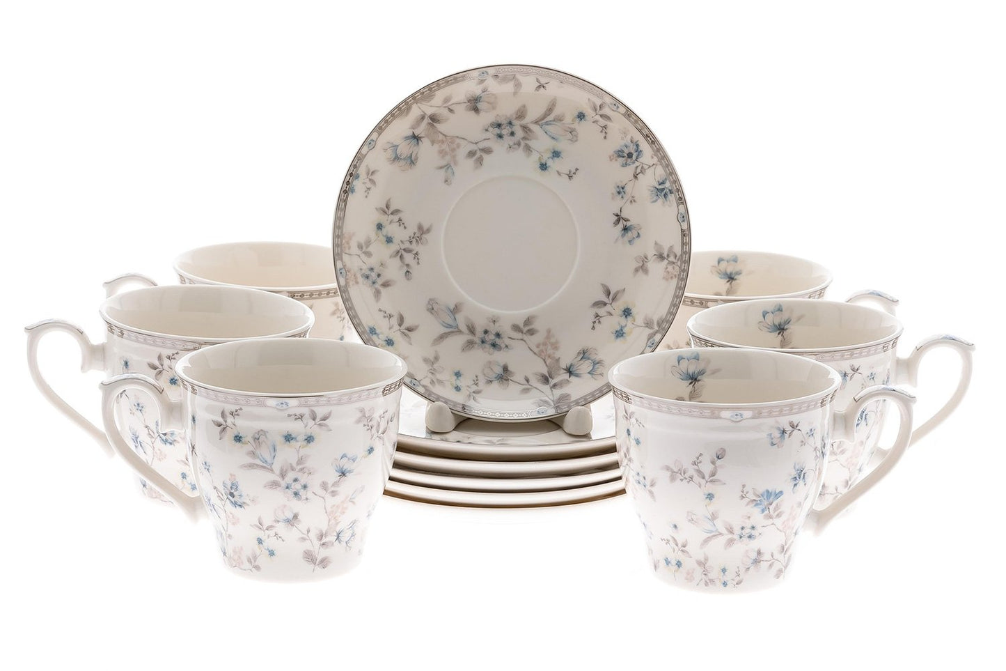 Tea set, 6 persons, 12 items, porcelain