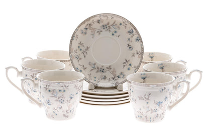 Tea set, 6 persons, 12 items, porcelain